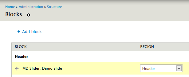 Assign slider to region
